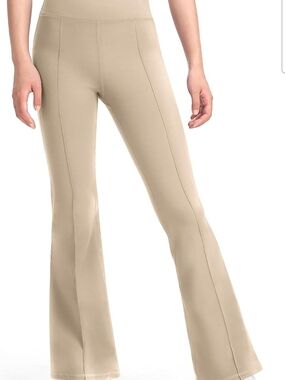 Stretch High-Waist Flare Pants in Beige